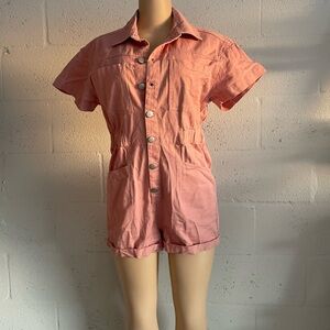 Pink Button-Up Altar’D State Romper